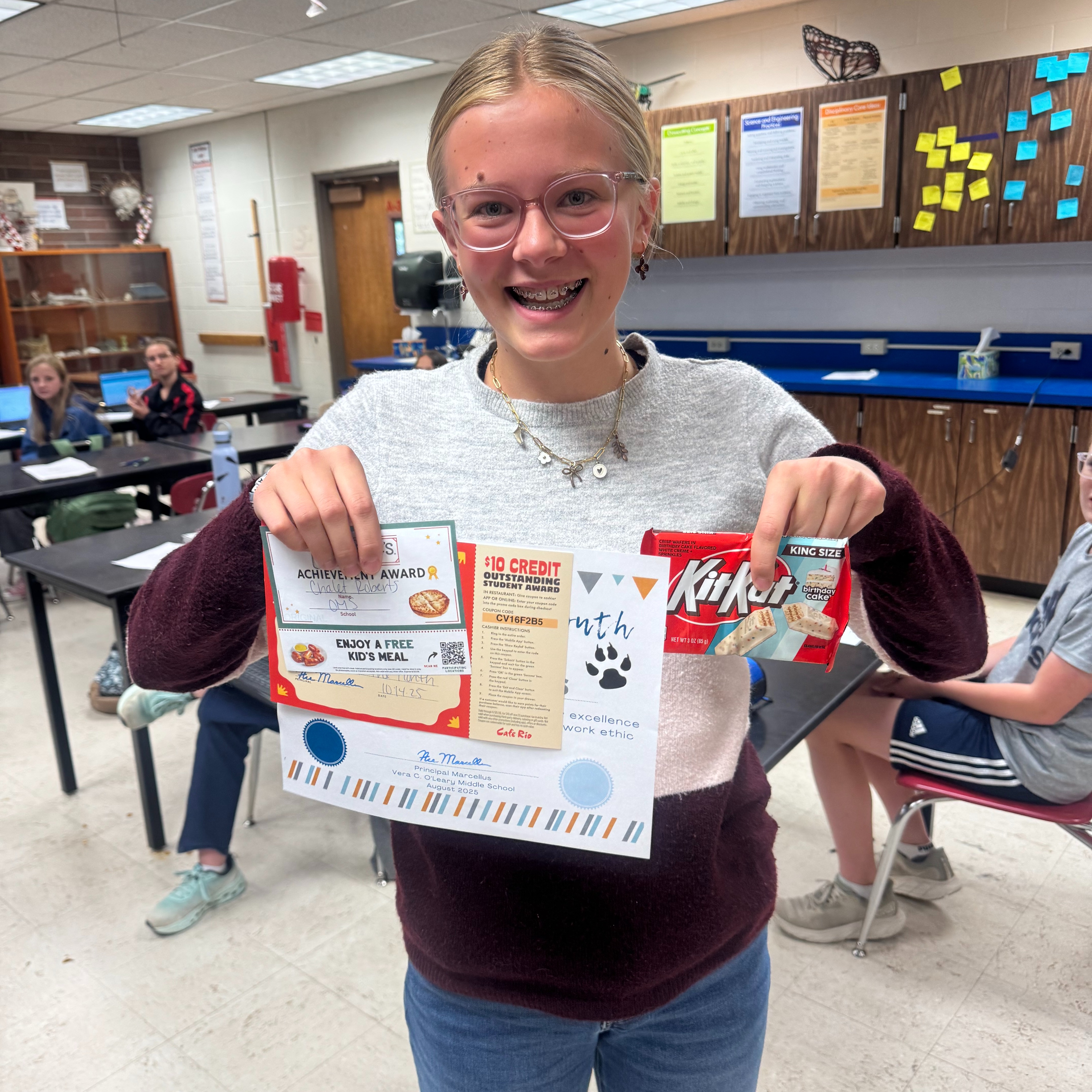 Student of the month with certificate