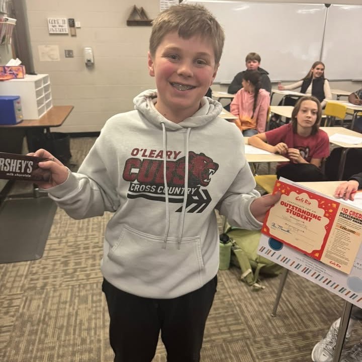 Student of the month with certificate