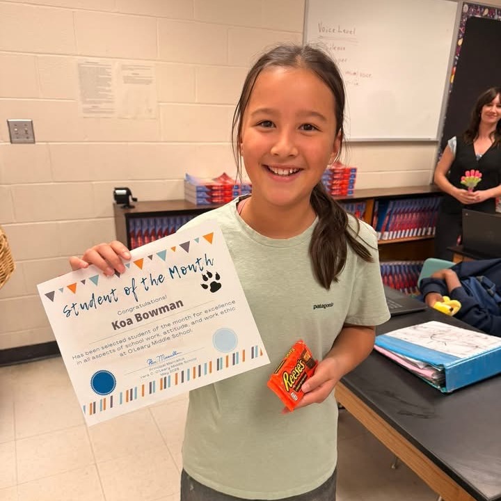 Student of the month with certificate