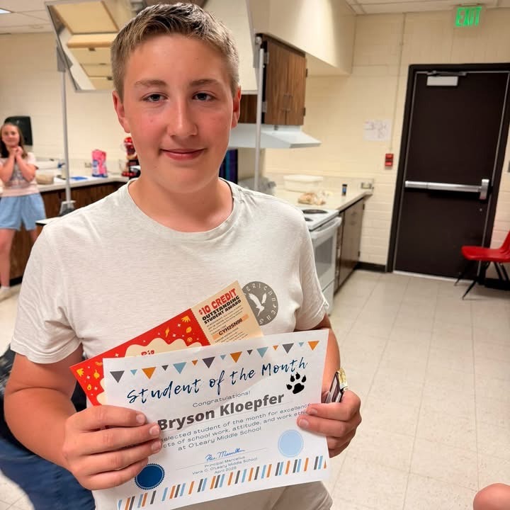 Student of the month with certificate