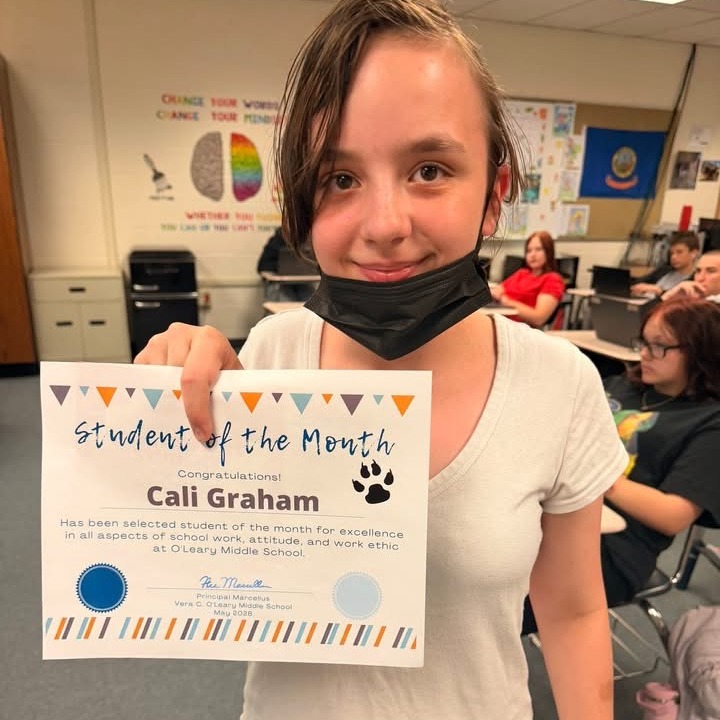 Student of the Month with certificate