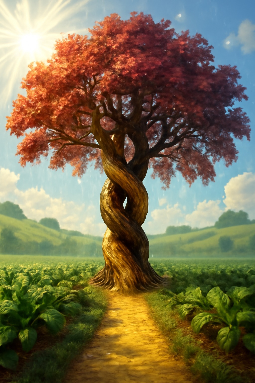picture of a tree with two trunks one trunk representing trust and the other trunk representing high quality instruction