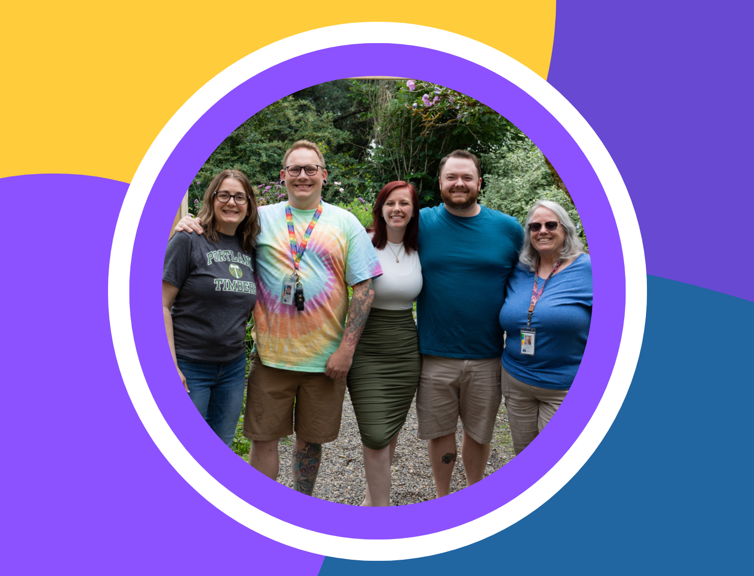 Group of adults in a circle frame