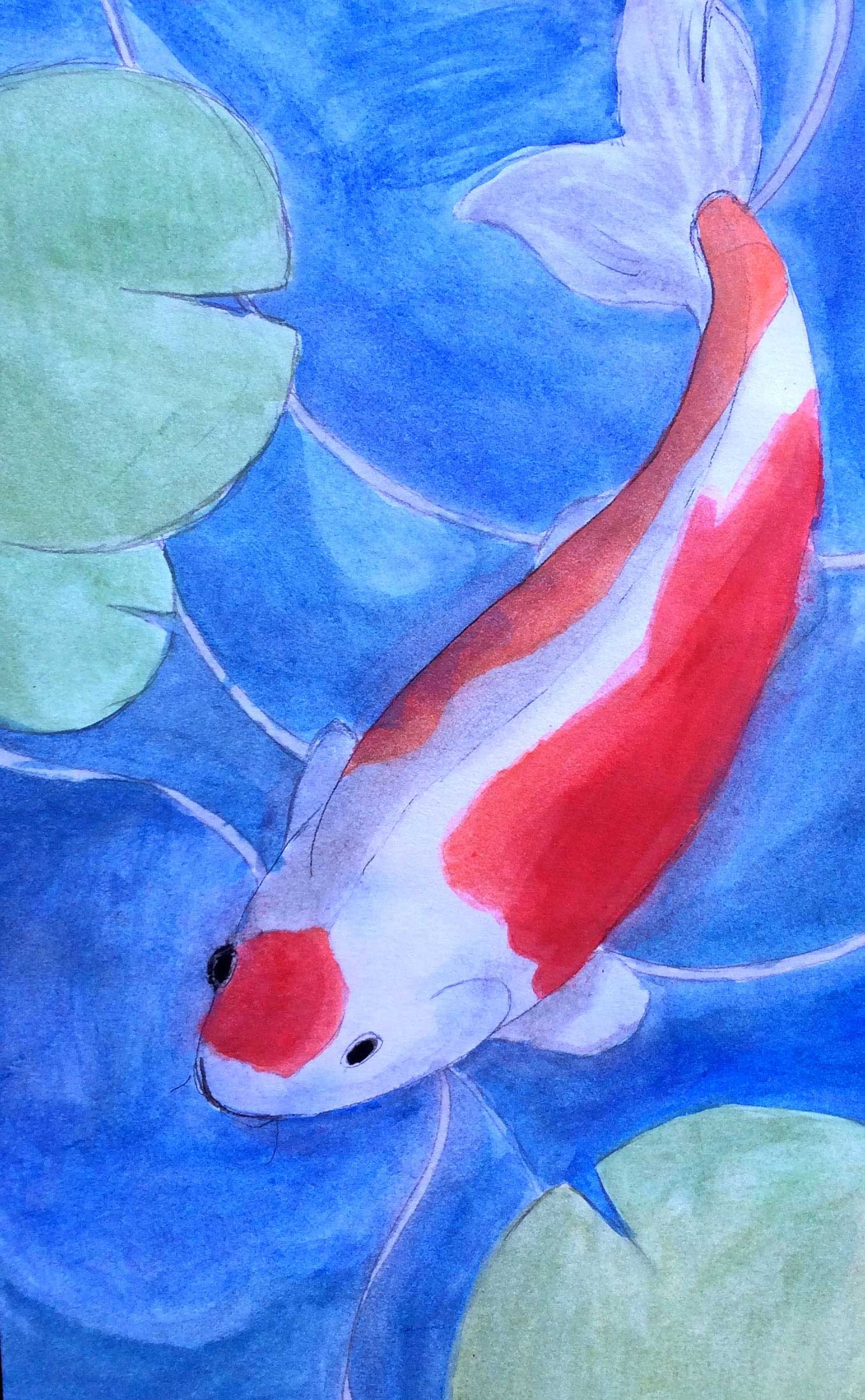 Koi in a lily pond, Yana Kovtoniuk, 7th grade
