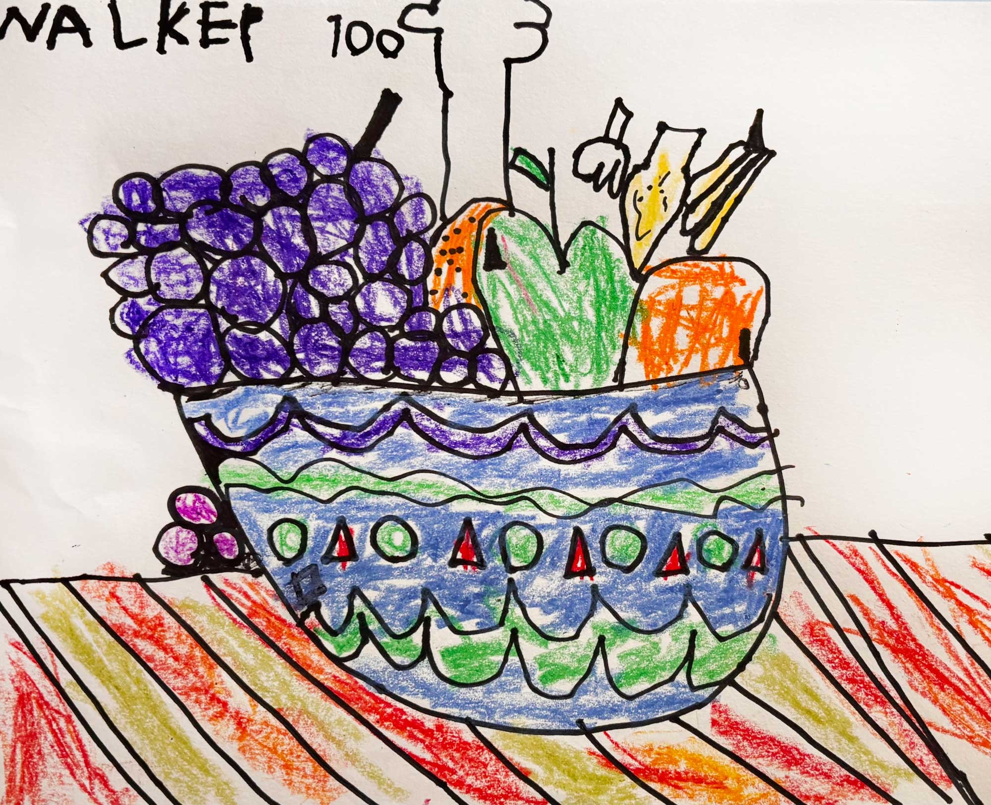 Cezanne Fruit Bowl Still Life, Walker Ellingson, Kindergarten, YPS
