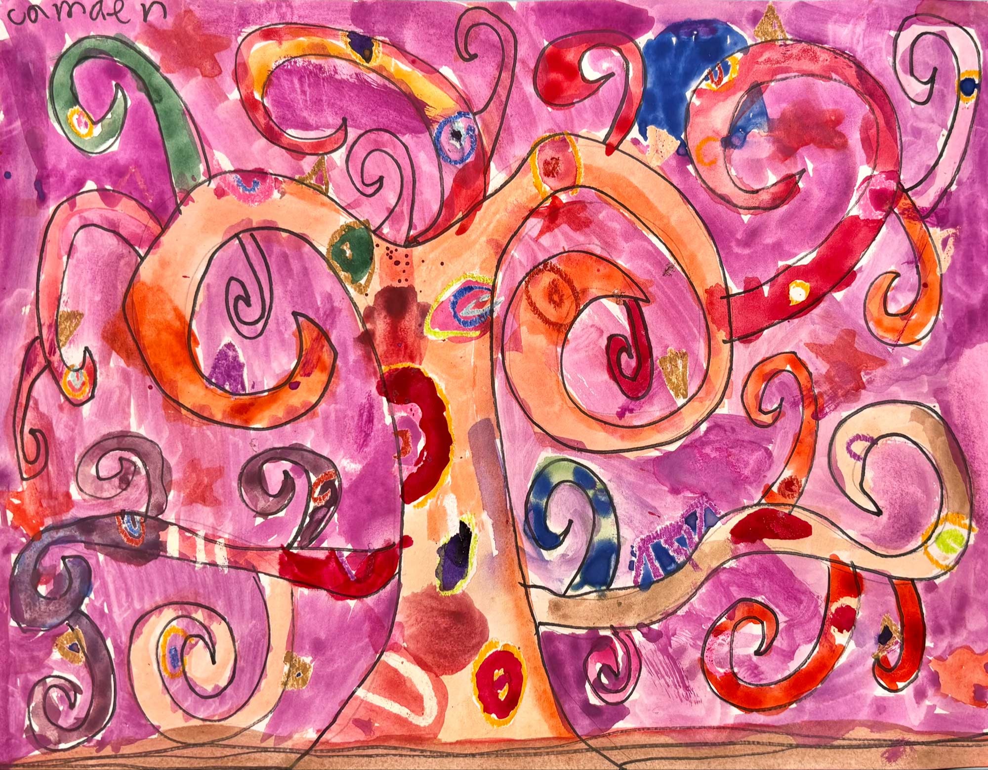 Gustav Klimt Tree, Camden Johnston, 2nd grade, YPS