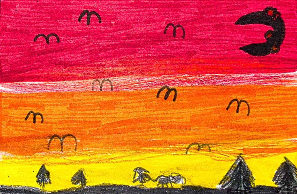 Walking My Dog at Sunset, Olivia Ball, 2nd grade, MGP