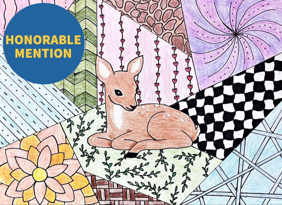 Zentangle Fawn, Laya Hendrickson, 8th grade, AMS
