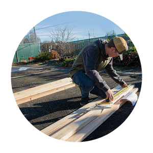 A student works on a construction project