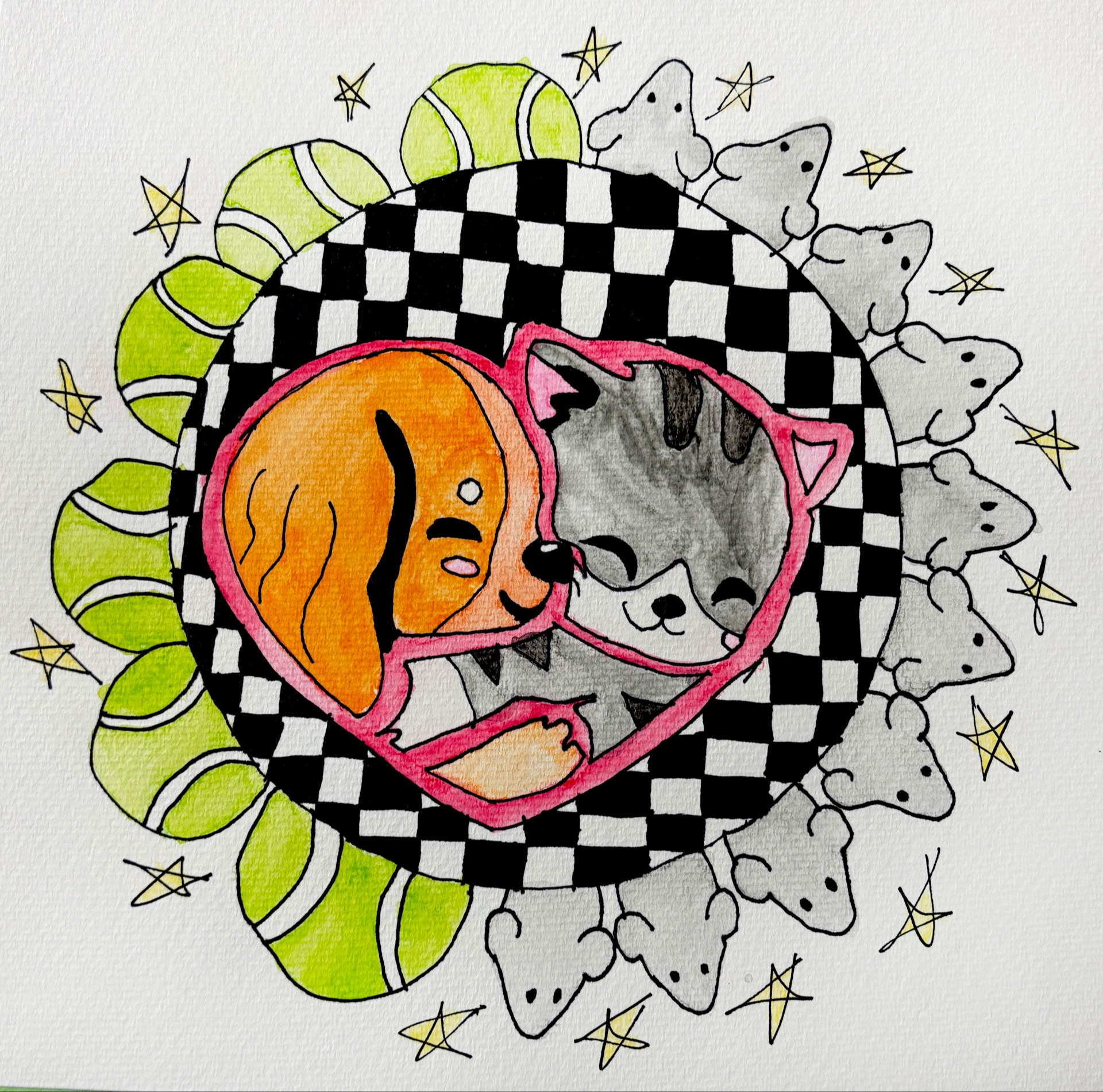 Tayleigh Russell, Dog & Cat Mandala, 7th grade, Amboy Middle, teacher Klaralyn Gatz