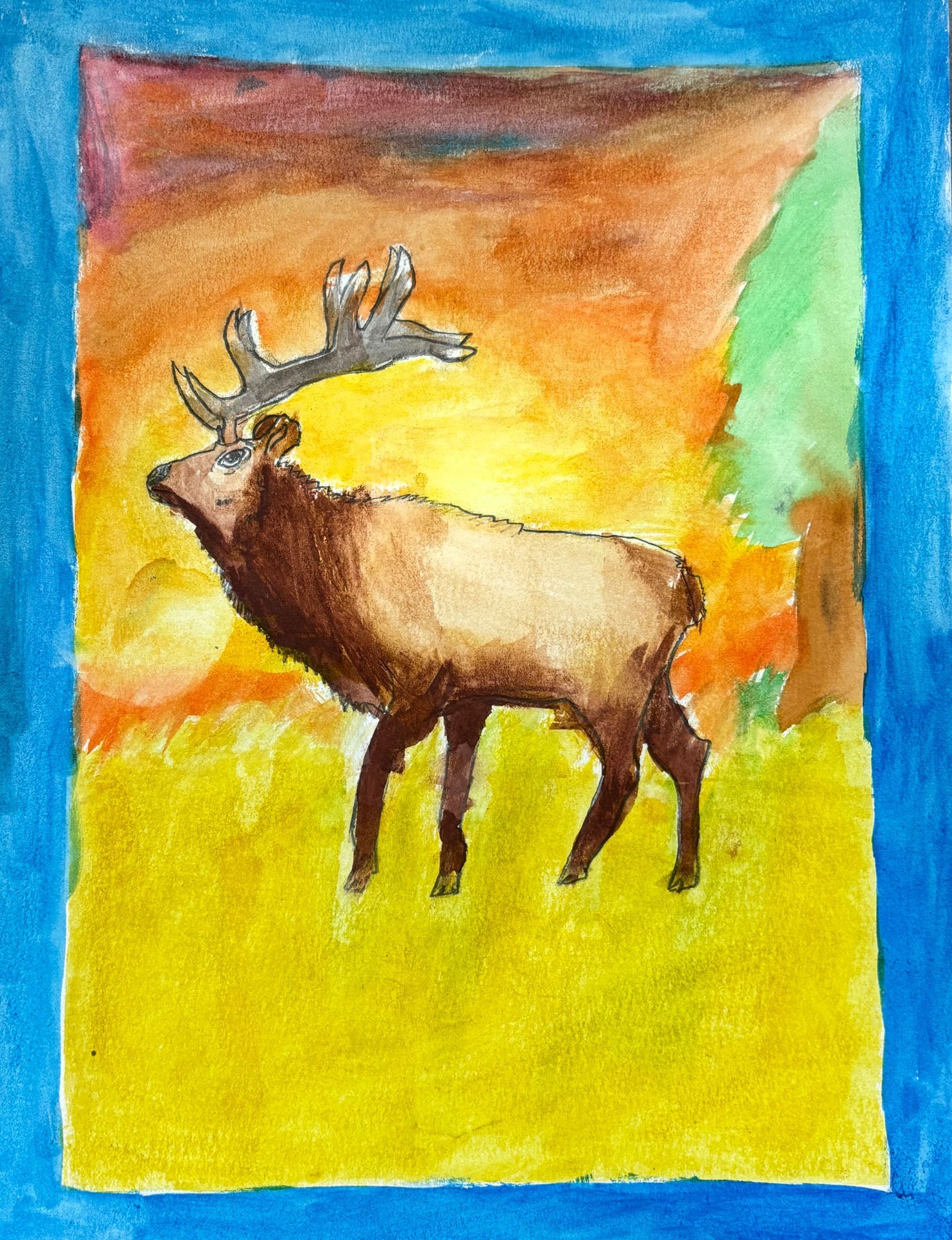 Tucker Roggenkamp, Deer in Field, 6th grade, DBM, teacher Avery France