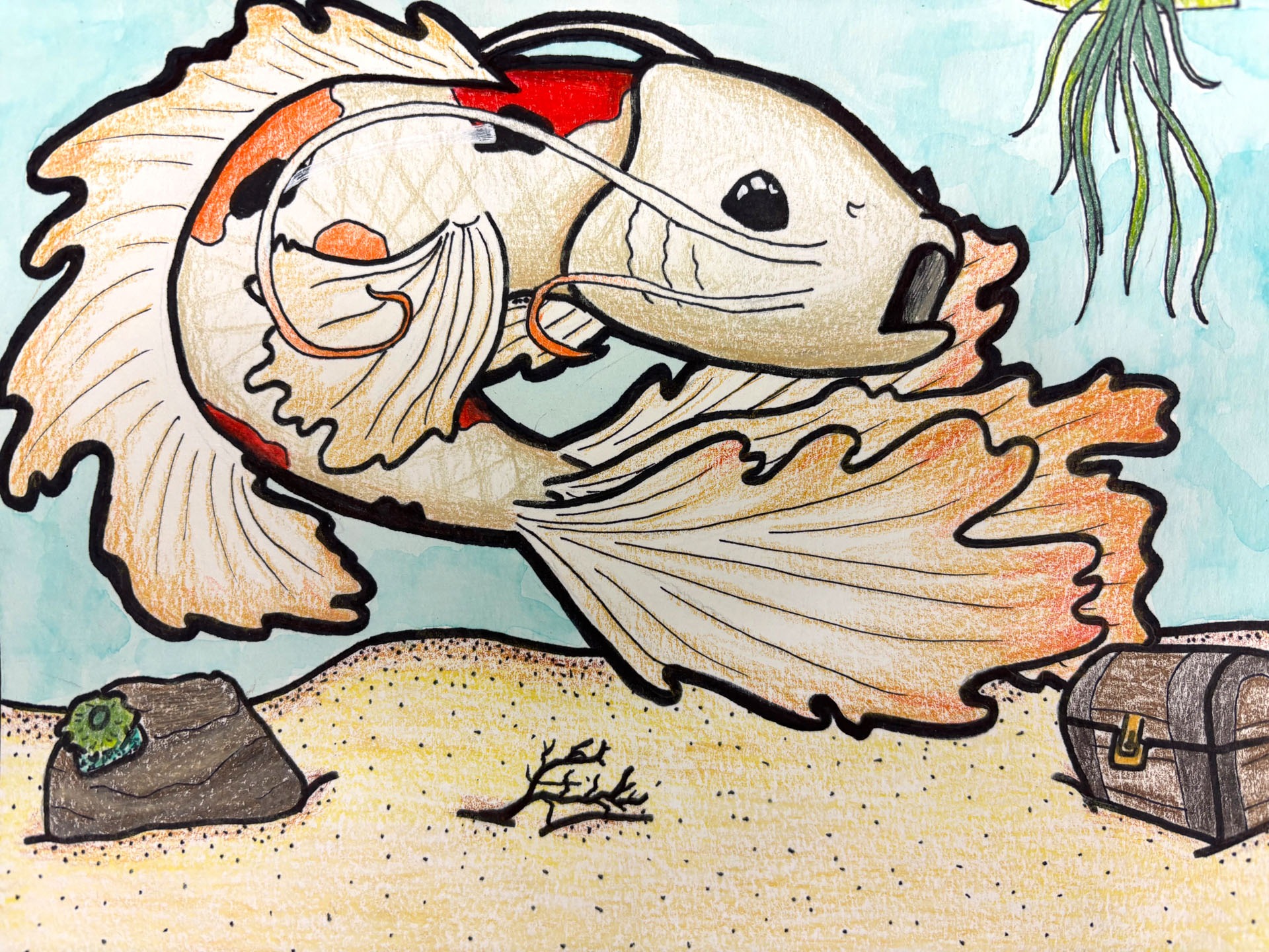 Aria Bruckelmyer, Koi Underwater, 7th grade, LMS, teacher Tanya Bachman