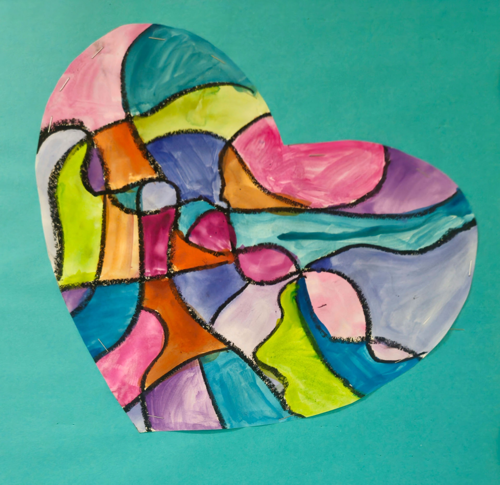 Aisha Bilalova, Watercolor Heart, 2nd grade, GHP, teacher Carolyn Benjamin