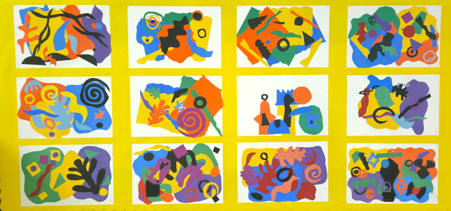 Matisse-inspired Collage Art, 3rd & 4th graders, GHP, teacher Carolyn Benjamin