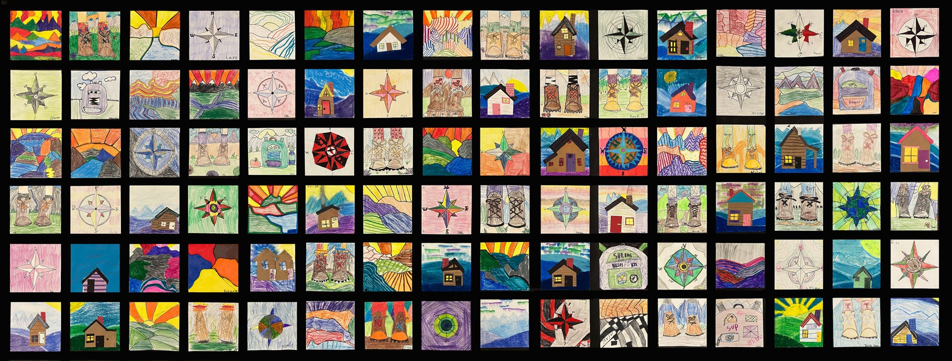 Collaborative art, 4th graders, Yacolt Primary, teacher Lauren O'Neal
