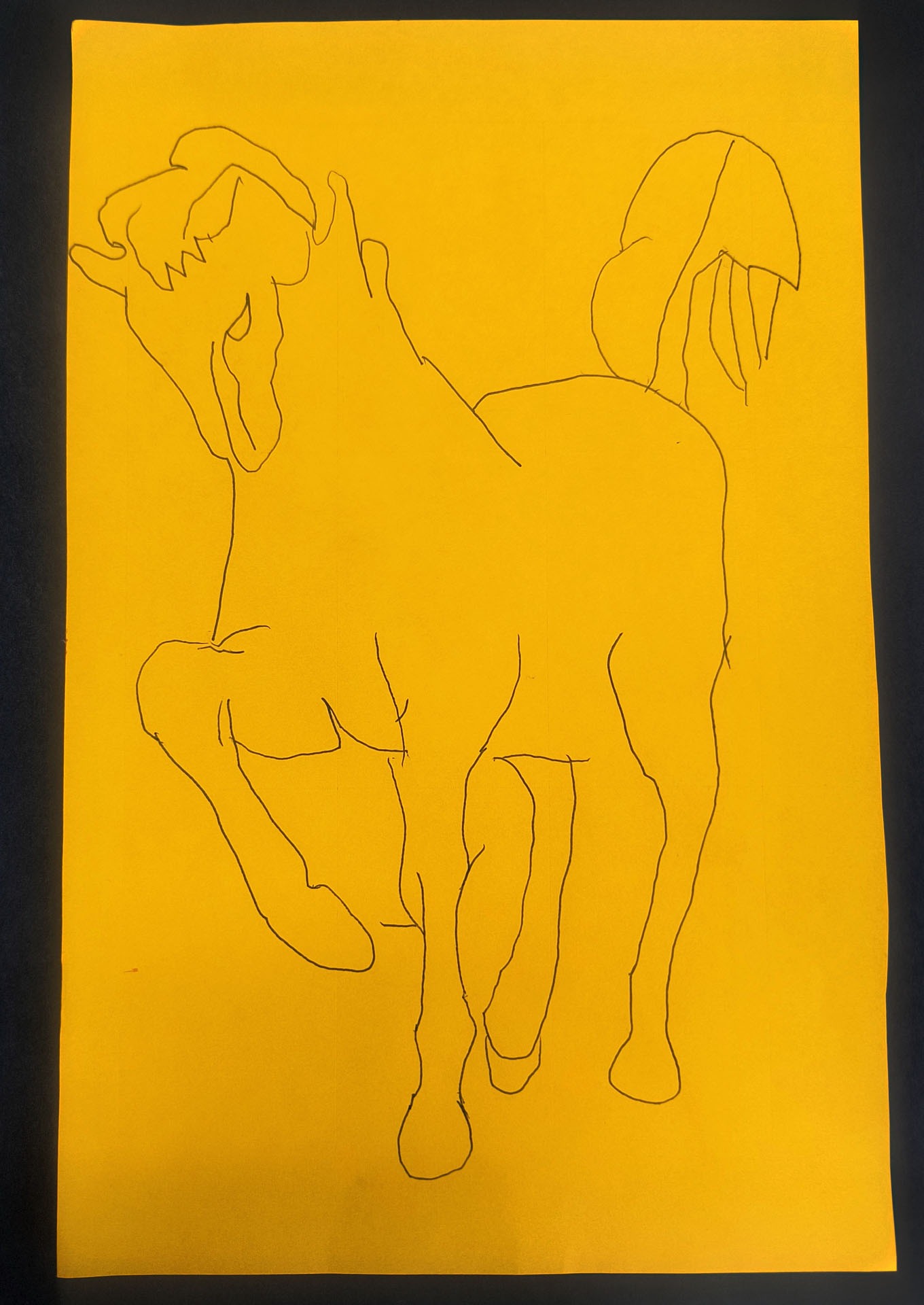 Ember Collins, upside down horse drawing, 3rd grade, GHP, teacher Cheryl Nelson