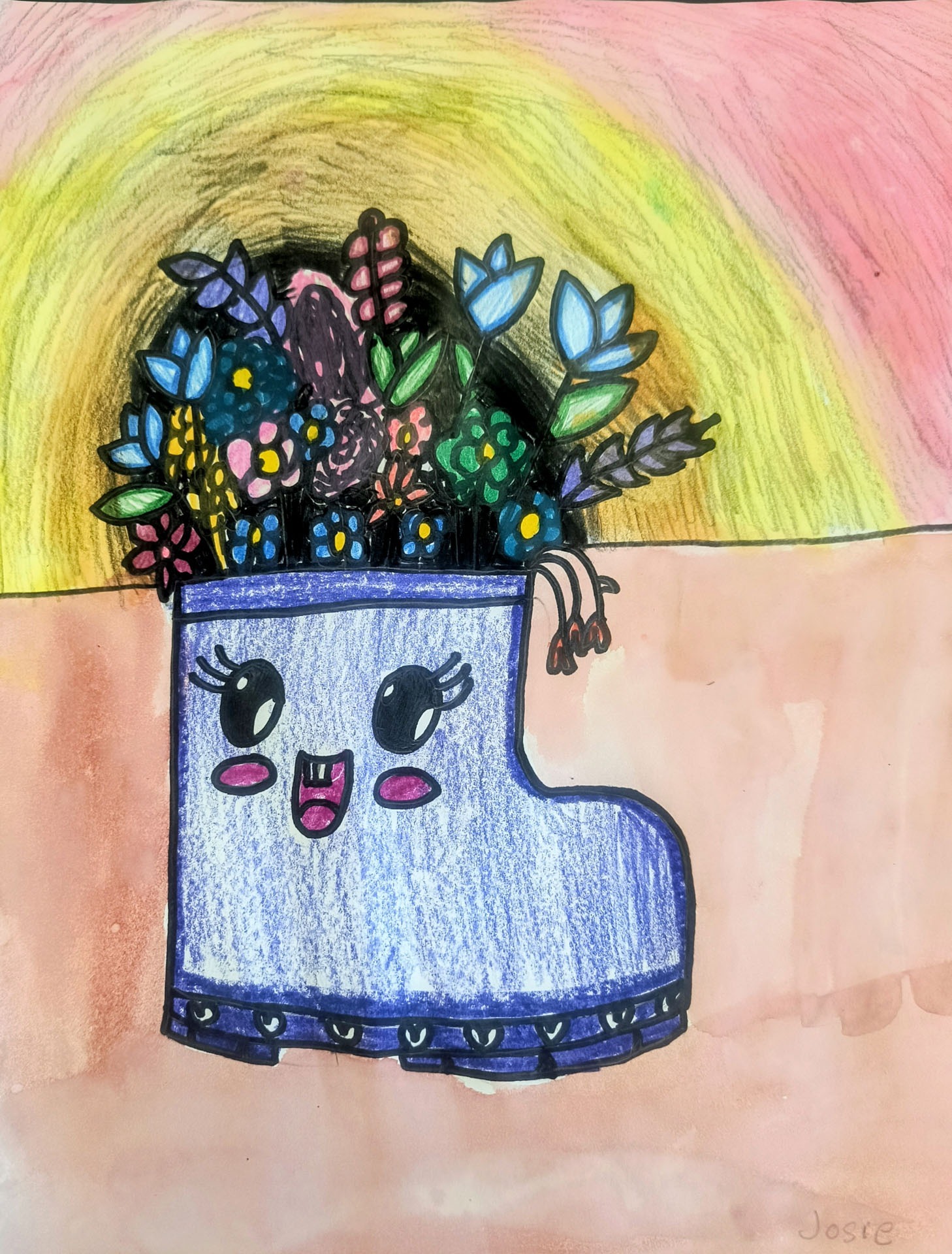Josephine Pittman, Boot full of flowers, 3rd grade, DBP, teacher Cheryl Nelson