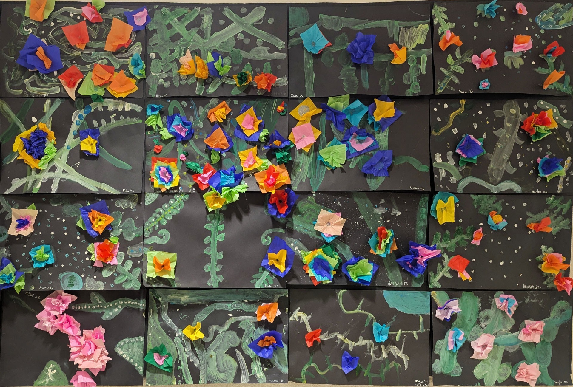 Wild and Wonderful Vines collaborative art, 3rd graders, TVP, teacher Jessica Eccleston