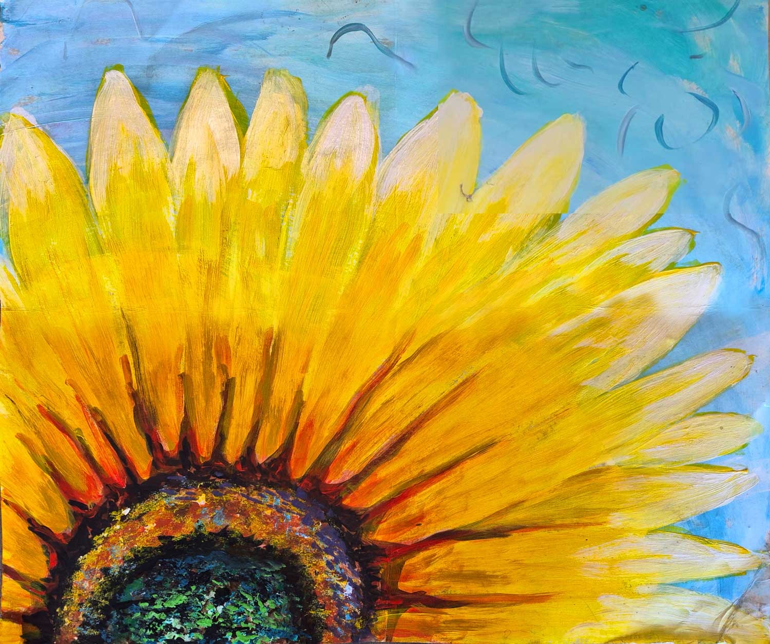 Miriam Nykyforts, 5th grade, CAM Academy, teacher Lucinda Bancroft. "Sunflower up close."