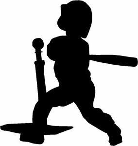 Kid playing baseball silhouette 