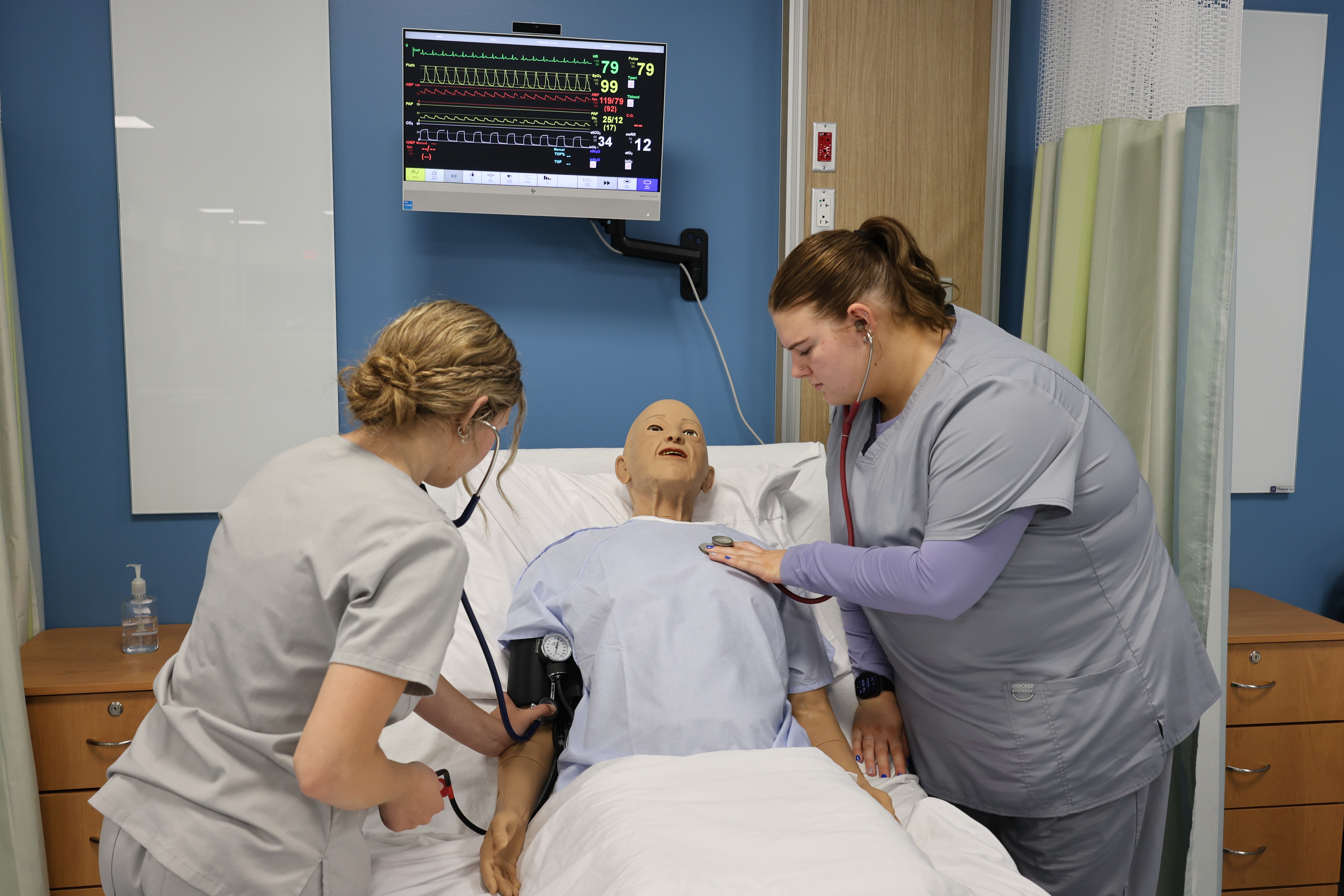 Intro to nursing students reviewing