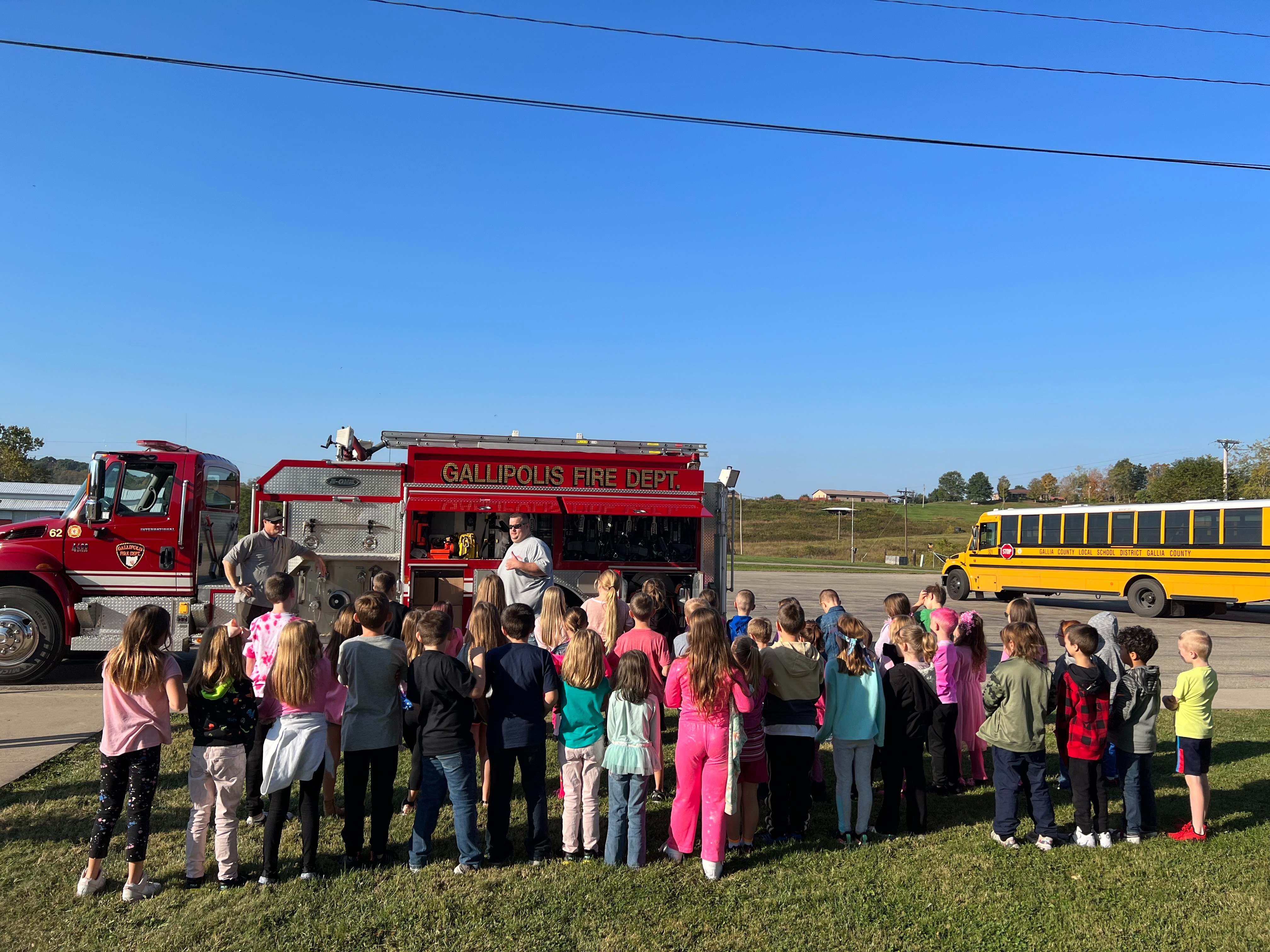 Students Being Shown A Firetruck