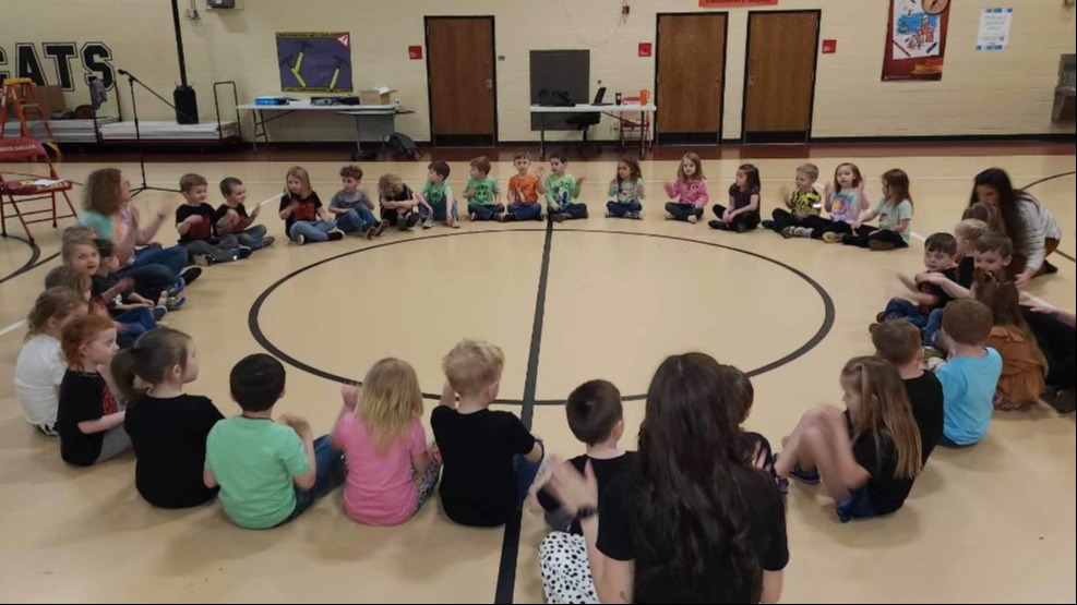 Student in a Circle in the Gym