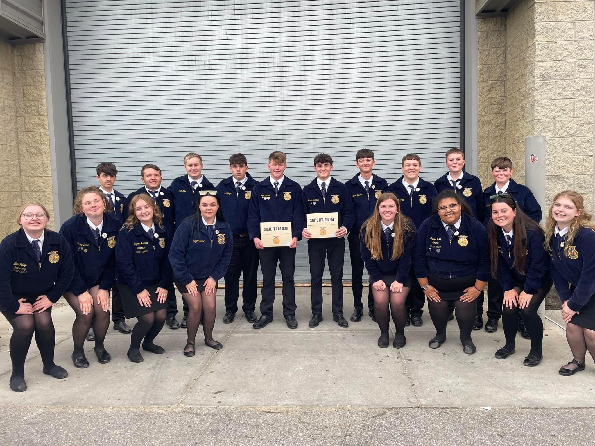 River Valley FFA posing with their Degrees