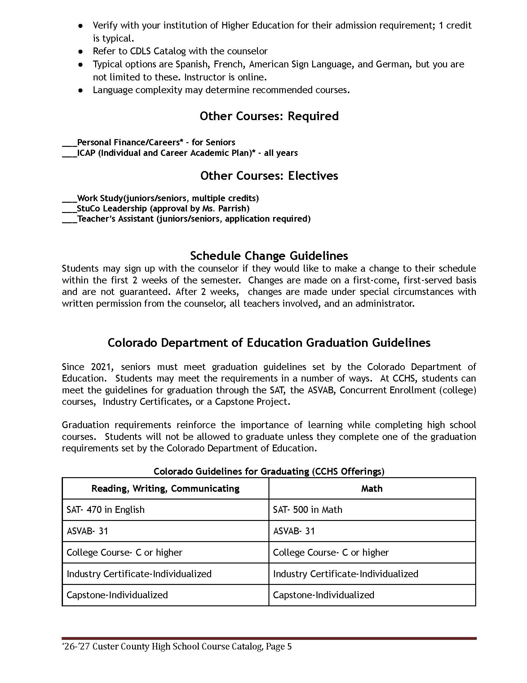 course catalog