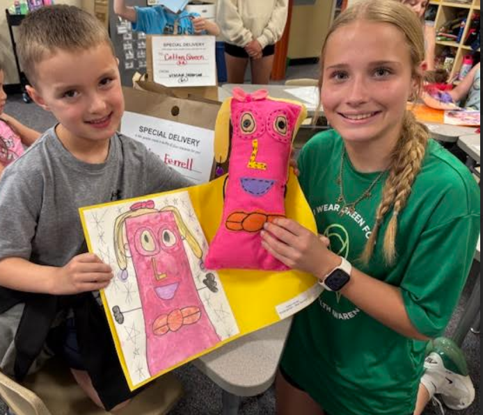 Students collaborating on an art project