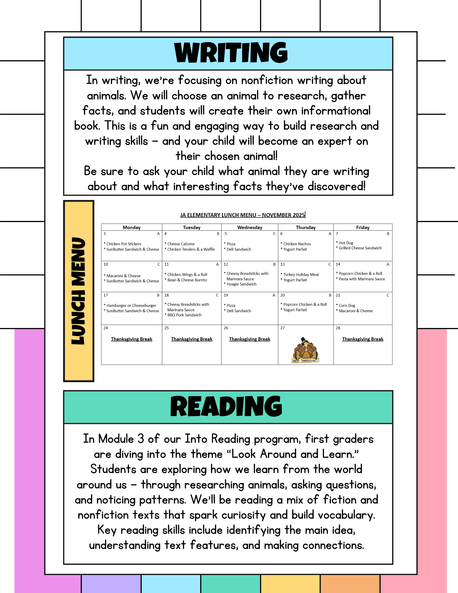 November newsletter back