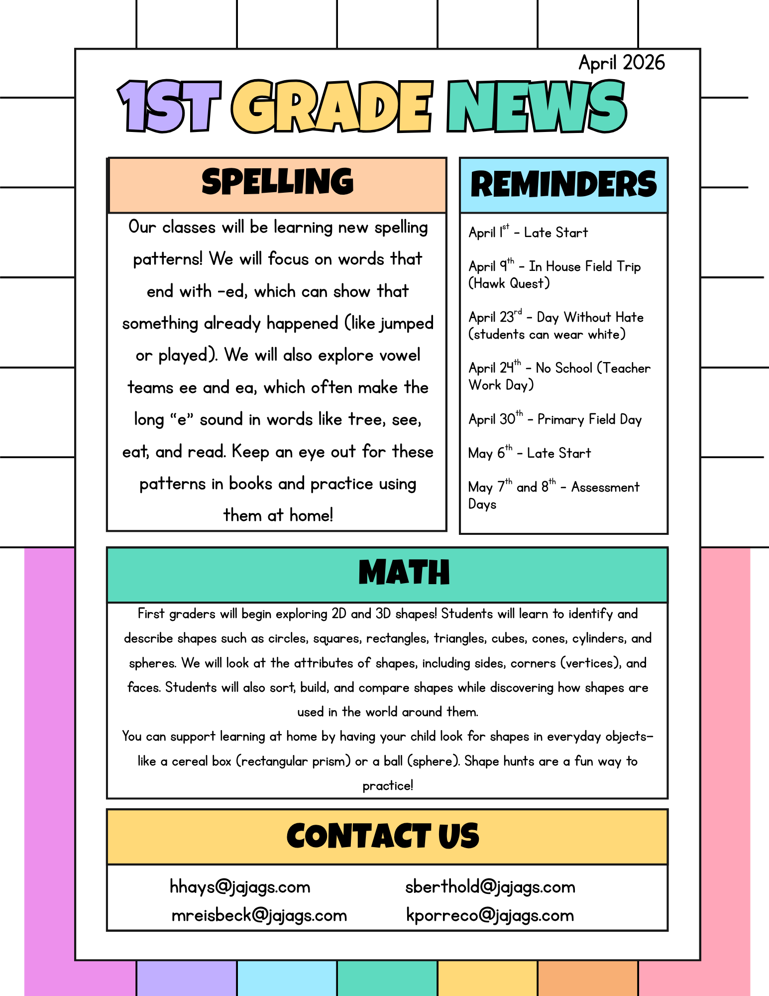 April Newsletter Front