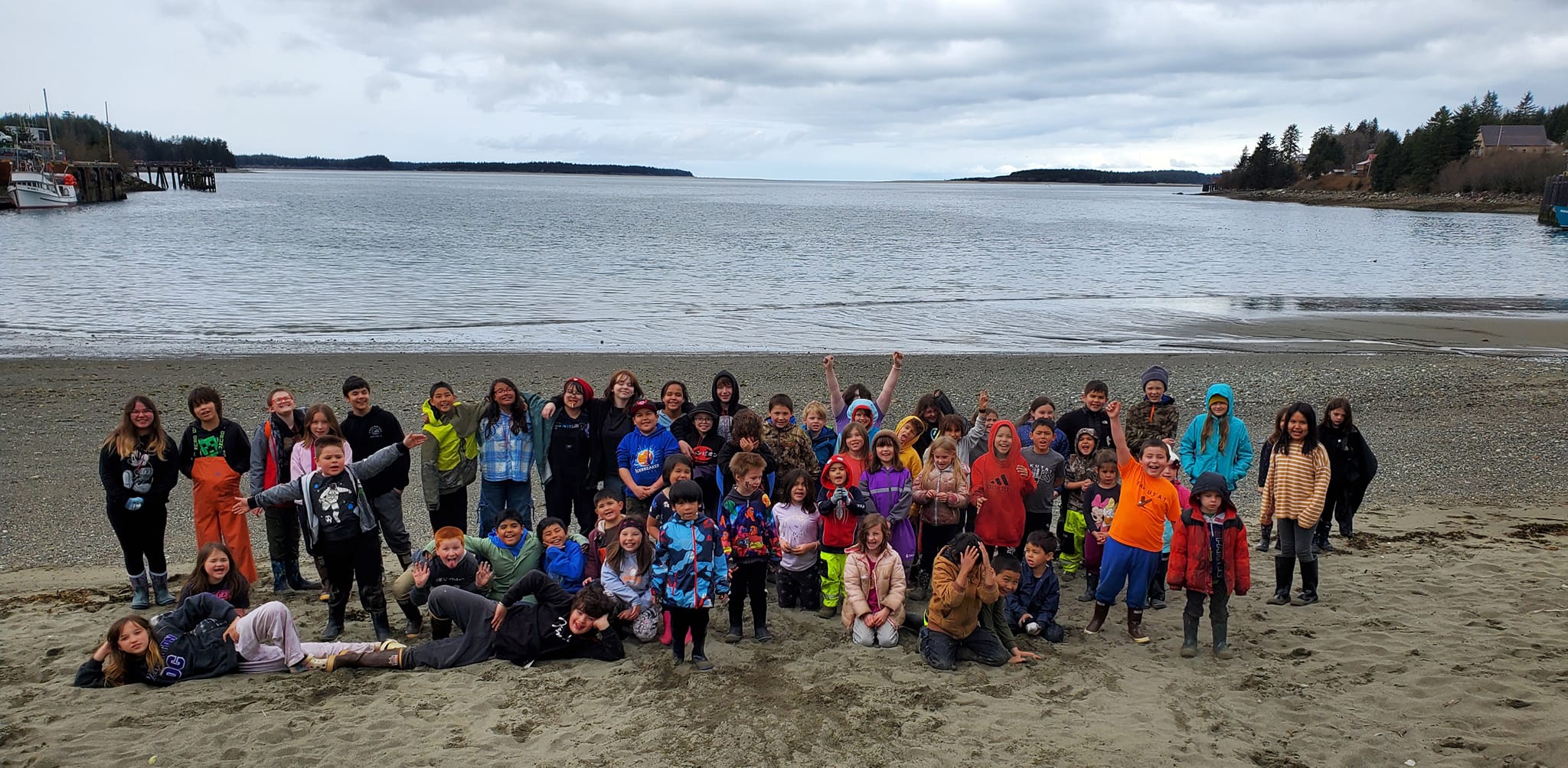 Students by the water.