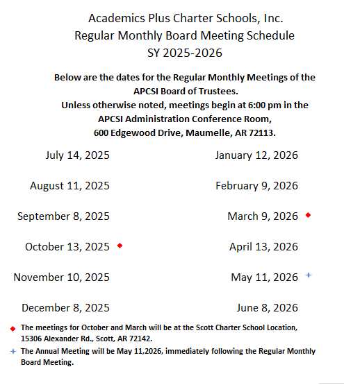 2025-26 Board Schedule