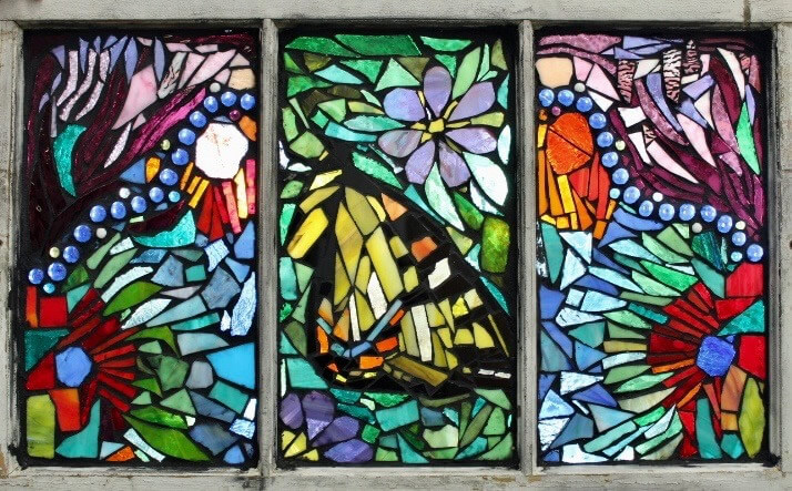 stained glass with a butterfly