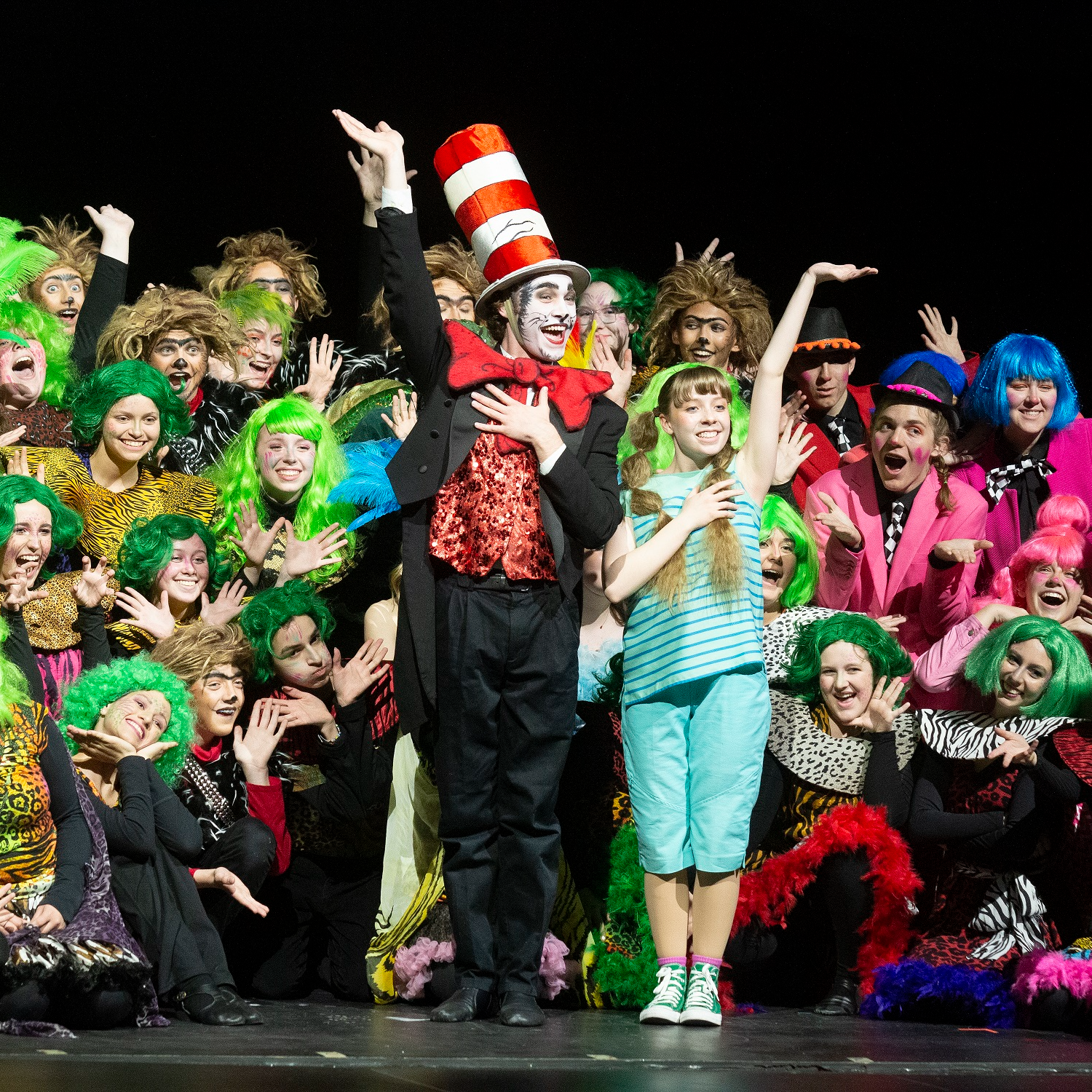 students performing in a Seuss musical