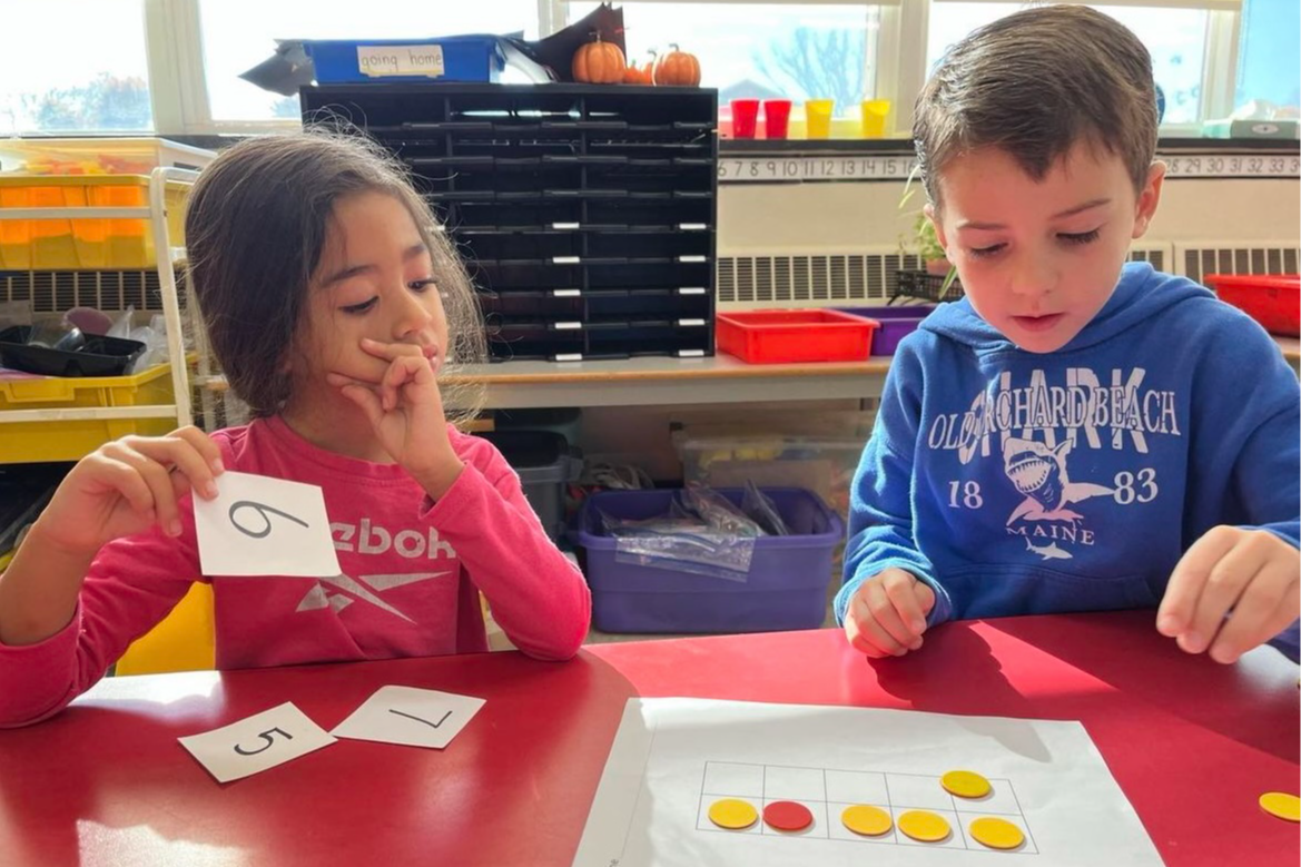 kids using blocks for math