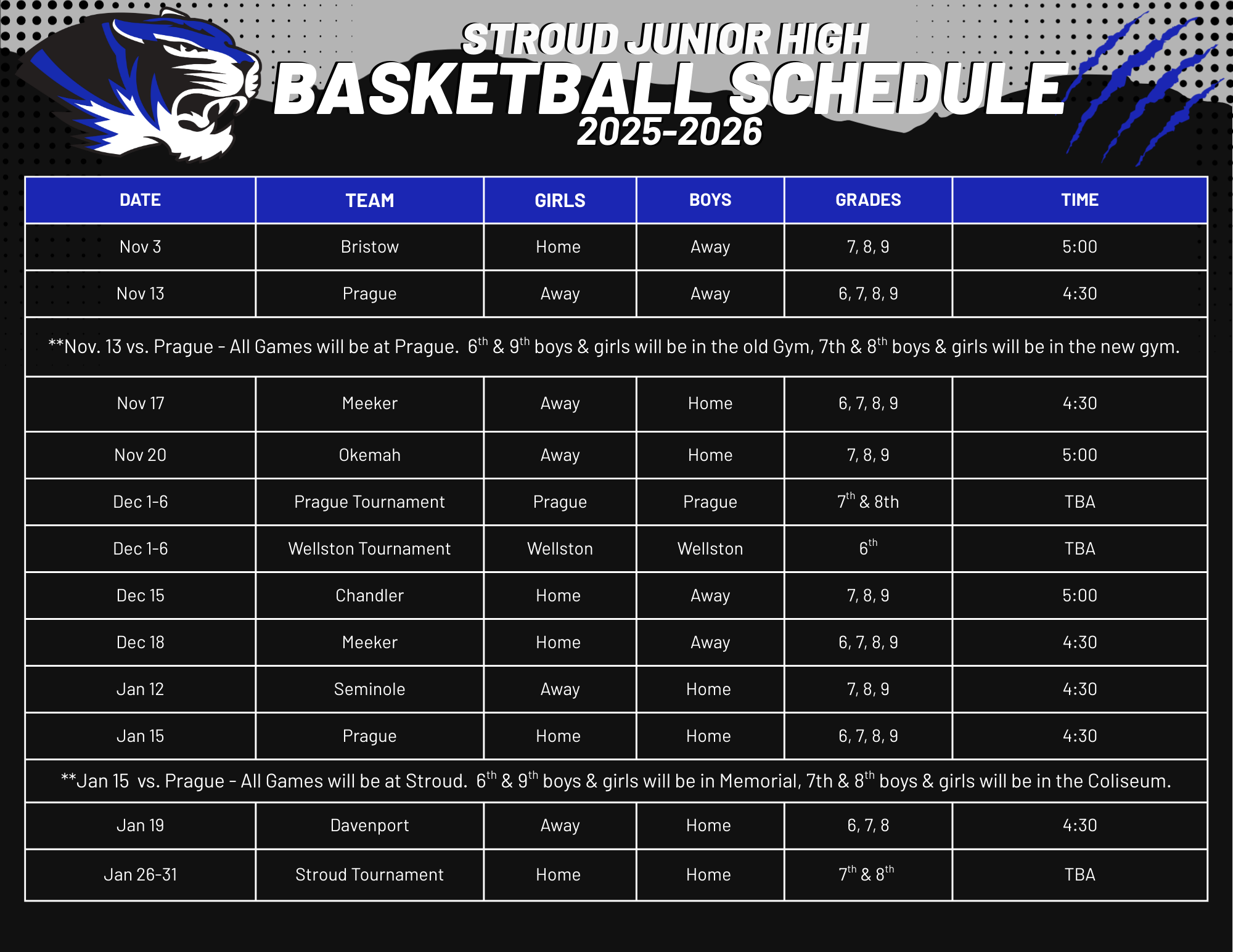 BBALL SCHEDULE