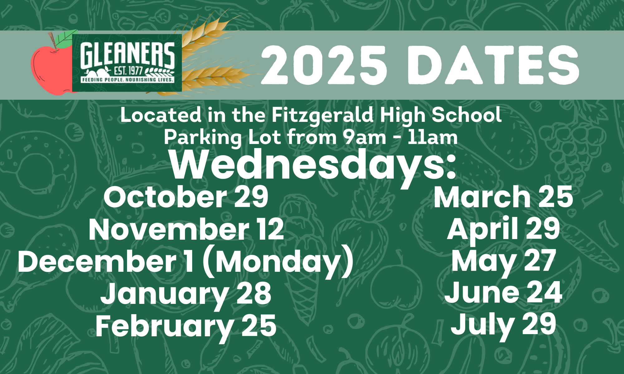 Gleaners dates for 2025