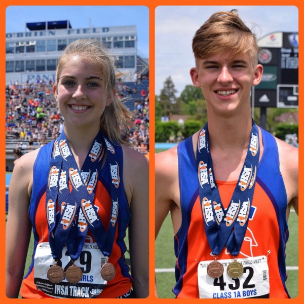 Athletes studebts wearing their medal