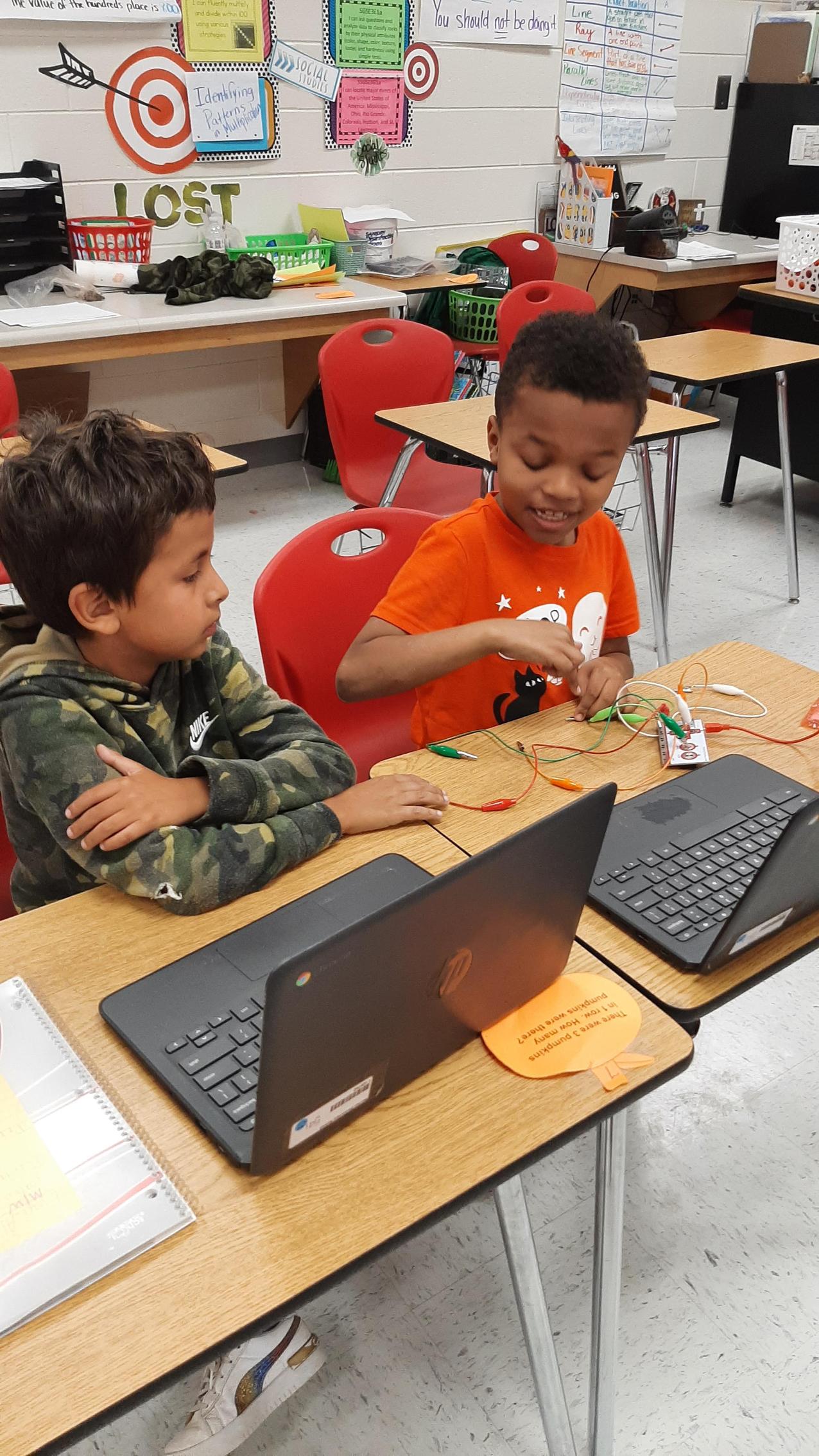 kids exploring with cables 