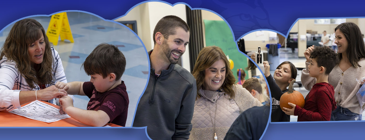 Families smiling in a collage