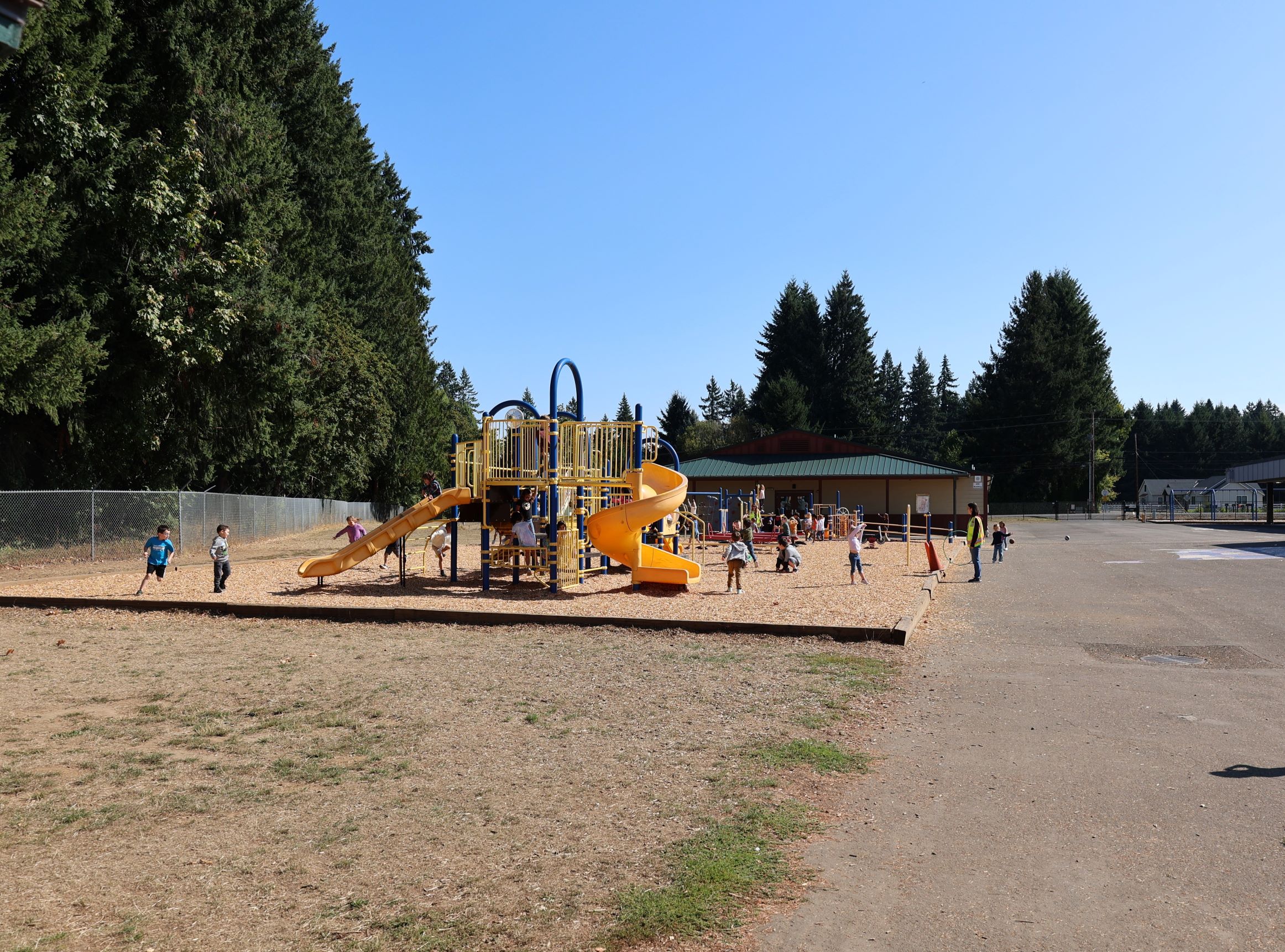 Students play on playground