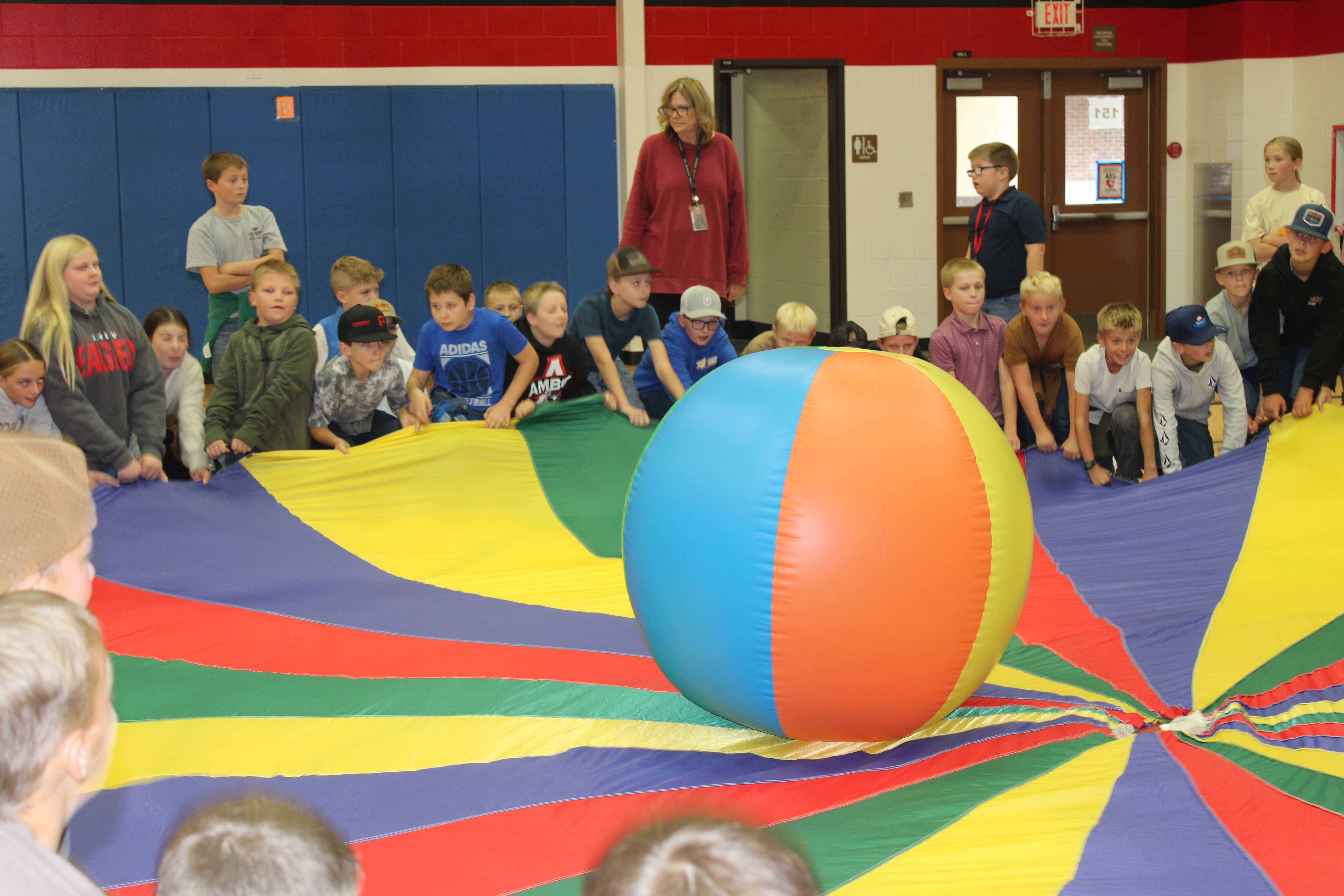students parachute and ball