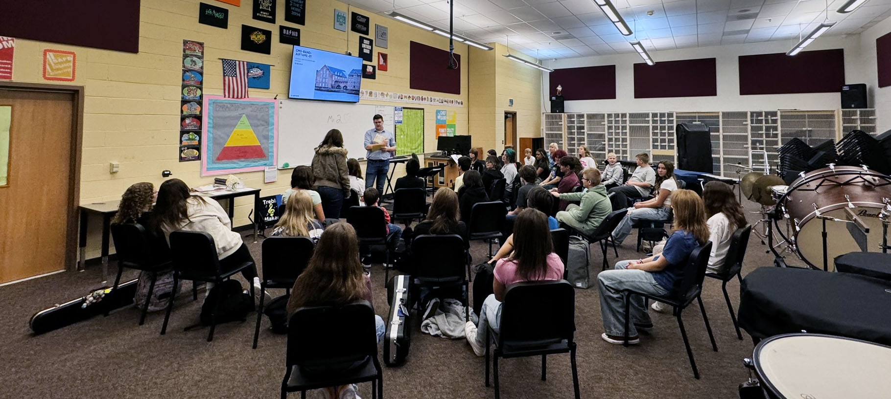 Band class learns from teacher on first day