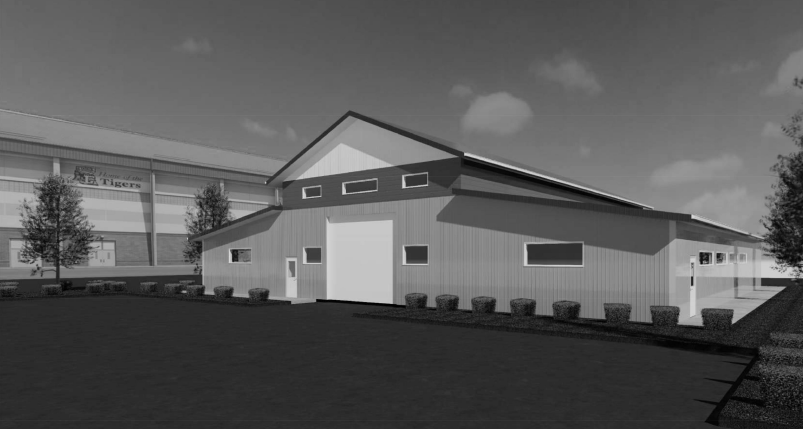 Rendering of the new construction trades building
