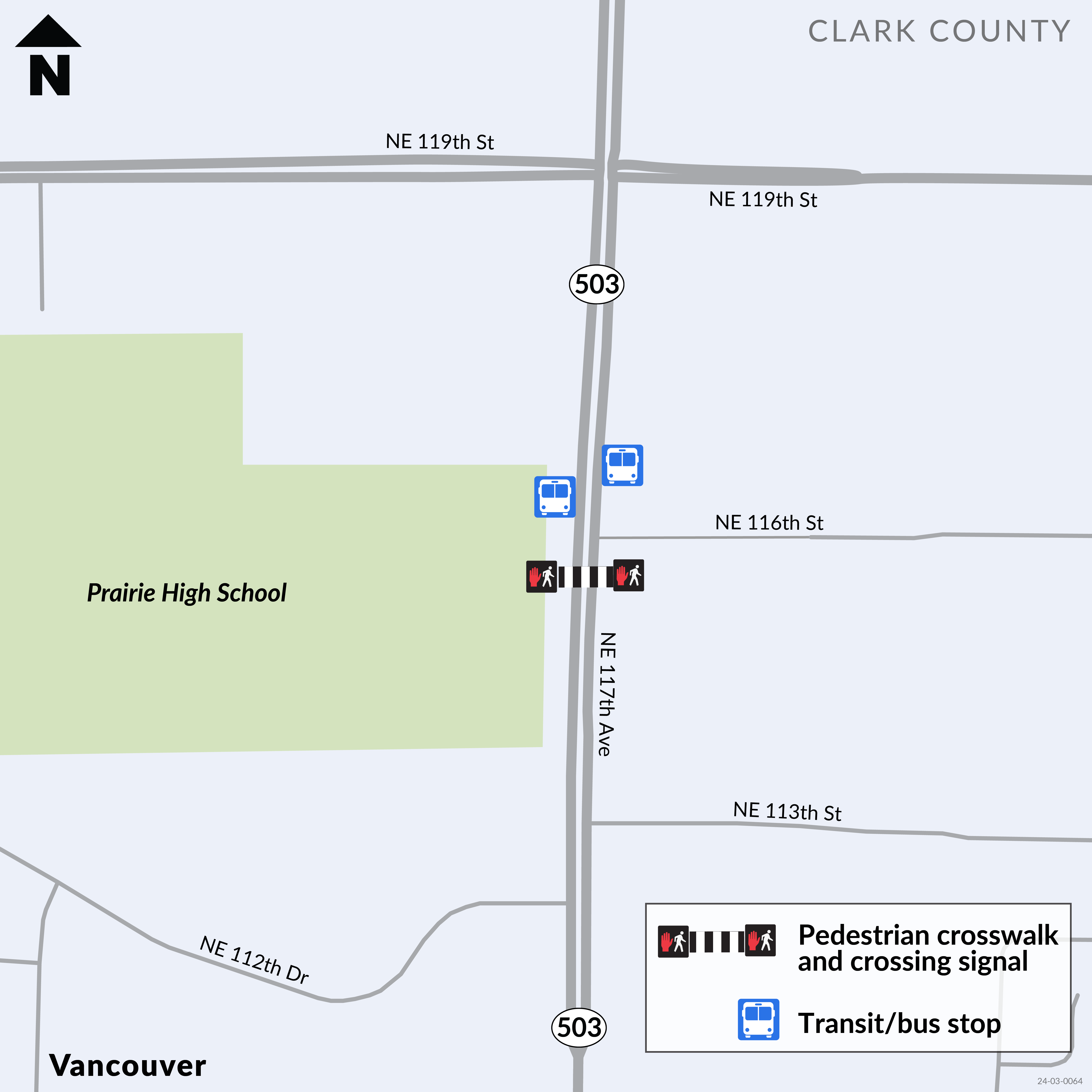 Map showing location of new crosswalk