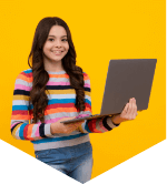 teen holding a laptop