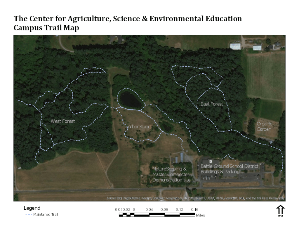 Map of hiking trails within a protected nature reserve.