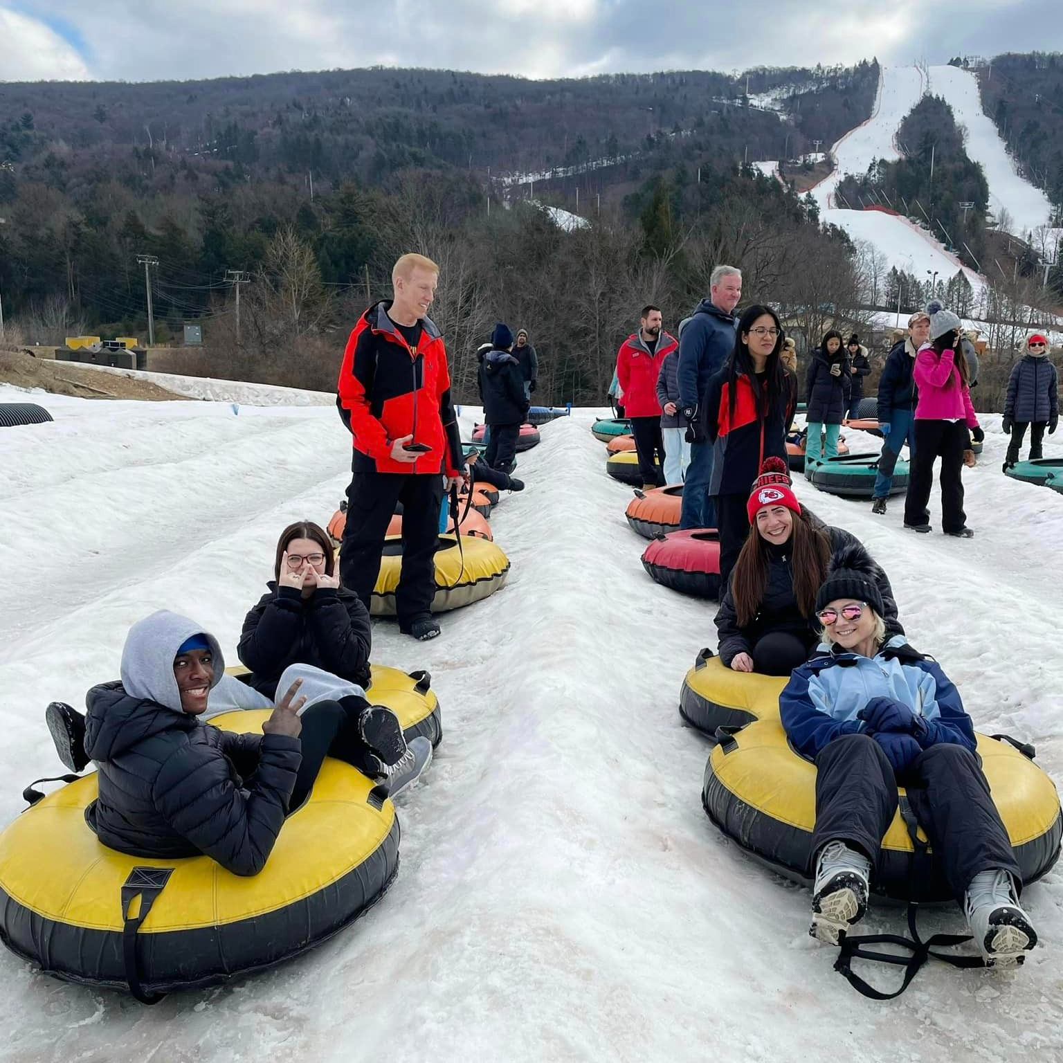 Students on snow tubing reward trip